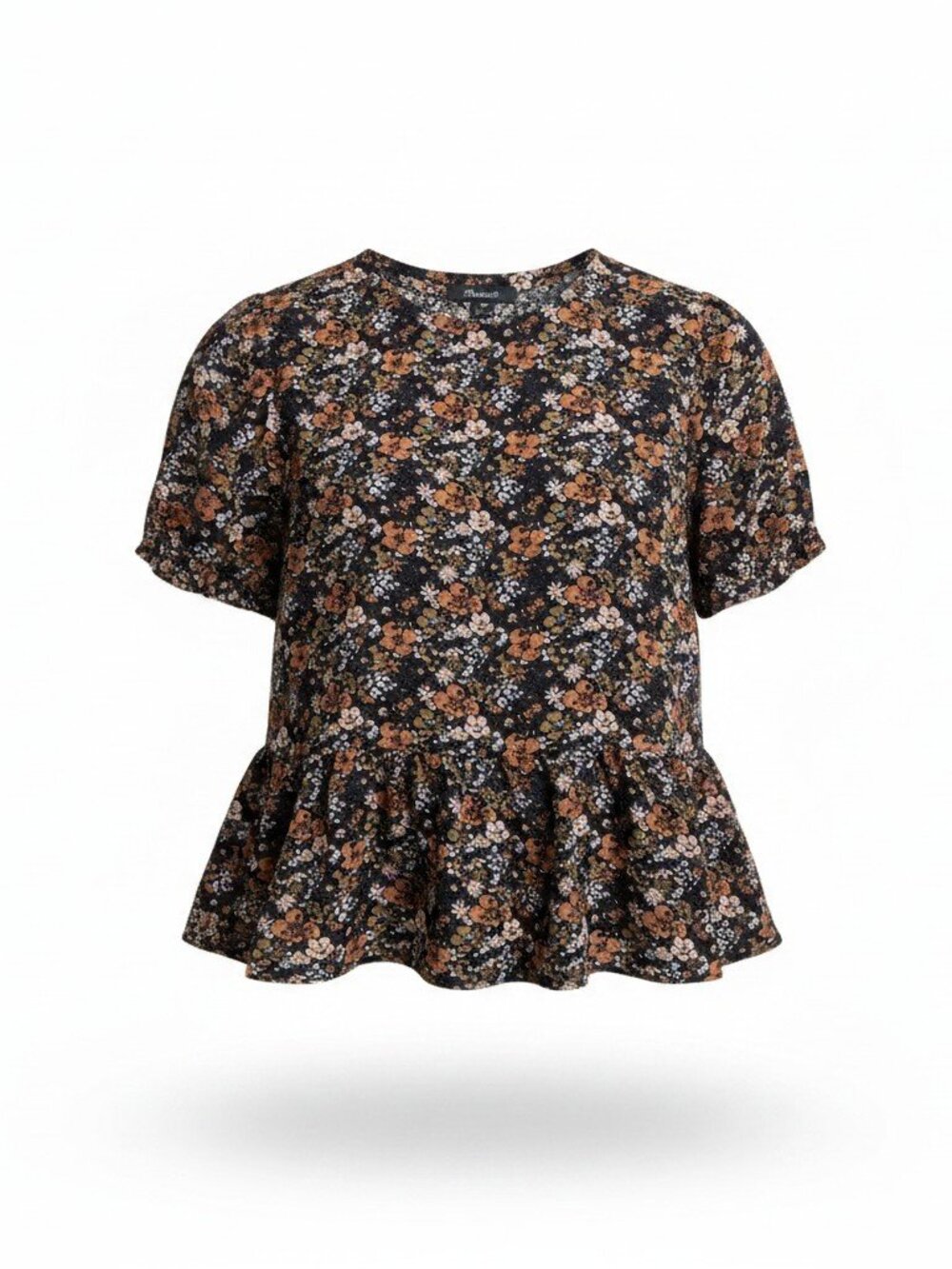 Madewell 100% Silk Floral Peplum Top Size S Black — EUC